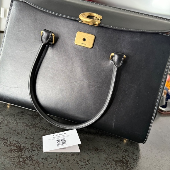 Coach Black Satchel with Gold Accents - Picture 5 of 16